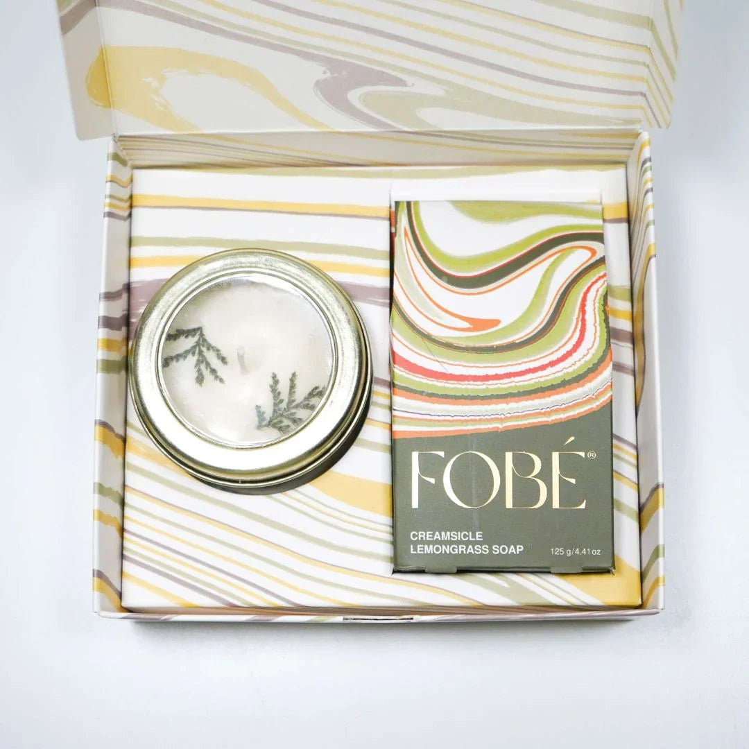 Fobé Aura Collection – Includes 1 premium soap and 1 soothing candle for a refreshing and calming experience.