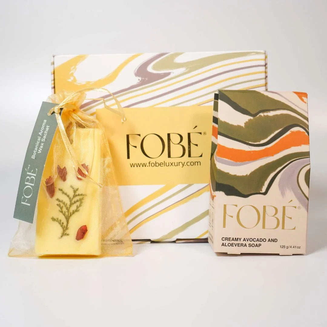 Fobé Luxe Indulgence Set – Includes 1 artisanal soap and 1 fragrant wax sachet for a touch of everyday luxury.