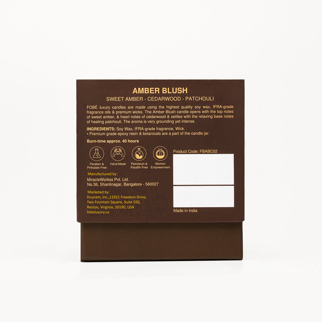 Amber Blush Candle (Sweet Amber - Cedarwood – Patchouli)